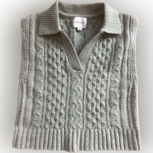 Pink Rose green collared cable knit sweater vest Women’s Small Preppy Y2K